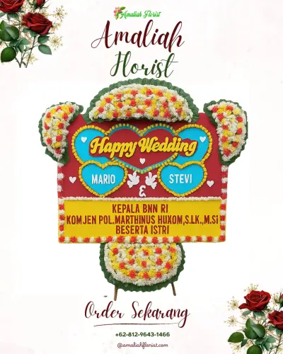 Karangan Papan Bunga Pernikahan di Wonoayu
